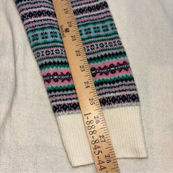 TALBOTS Blue/Pink Fair Isle Crew Neck Sweater Soft Wool Nylon Blend Women’s SzXL - Picture 8 of 11